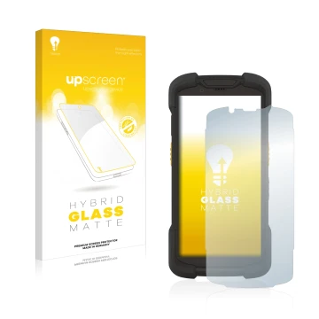 Parte frontale di una confezione del prodotto con il logo del marchio upscreen. Accanto è raffigurato il dispositivo Zebra TC7