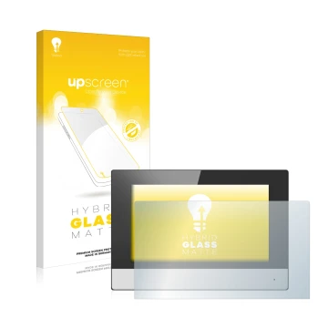 Parte frontale di una confezione del prodotto con il logo del marchio upscreen. Accanto è raffigurato il dispositivo Hikvision