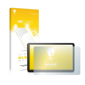 Parte frontale di una confezione del prodotto con il logo del marchio upscreen. Accanto è raffigurato il dispositivo Doro Tabl