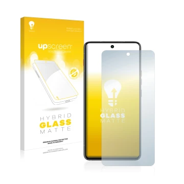 Parte frontale di una confezione del prodotto con il logo del marchio upscreen. Accanto è raffigurato il dispositivo Motorola 