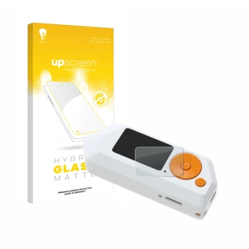 Parte frontale di una confezione del prodotto con il logo del marchio upscreen. Accanto è raffigurato il dispositivo Flipper Z