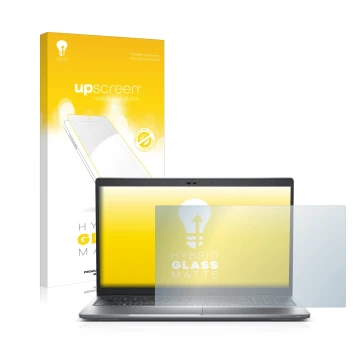 Parte frontale di una confezione del prodotto con il logo del marchio upscreen. Accanto è raffigurato il dispositivo Dell Lati