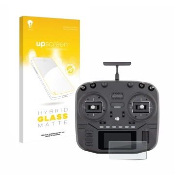 Parte frontale di una confezione del prodotto con il logo del marchio upscreen. Accanto è raffigurato il dispositivo Radiomast