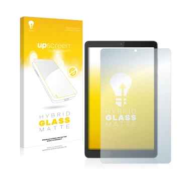 Parte frontale di una confezione del prodotto con il logo del marchio upscreen. Accanto è raffigurato il dispositivo Lenovo Ta