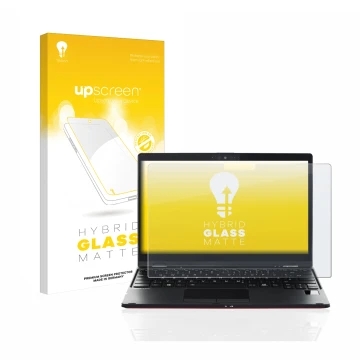 Parte frontale di una confezione del prodotto con il logo del marchio upscreen. Accanto è raffigurato il dispositivo Fujitsu L