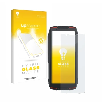 Parte frontale di una confezione del prodotto con il logo del marchio upscreen. Accanto è raffigurato il dispositivo Cubot Kin