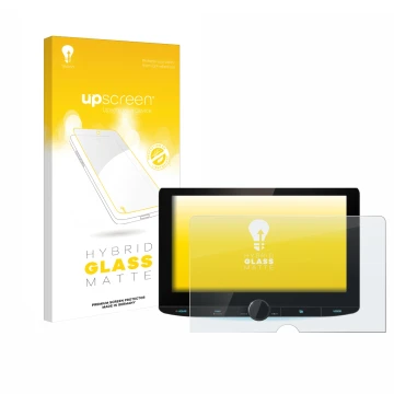 Parte frontale di una confezione del prodotto con il logo del marchio upscreen. Accanto è raffigurato il dispositivo Kenwood D