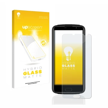 Parte frontale di una confezione del prodotto con il logo del marchio upscreen. Accanto è raffigurato il dispositivo Beafon M7