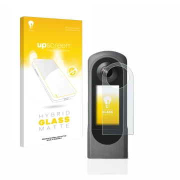 Parte frontale di una confezione del prodotto con il logo del marchio upscreen. Accanto è raffigurato il dispositivo Ricoh The