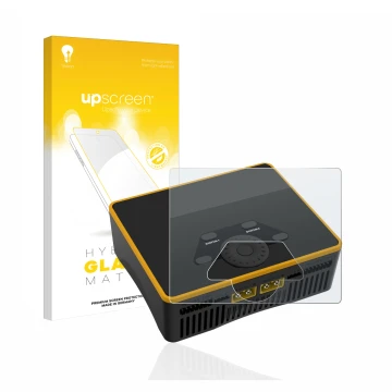 Parte frontale di una confezione del prodotto con il logo del marchio upscreen. Accanto è raffigurato il dispositivo Junsi iCh