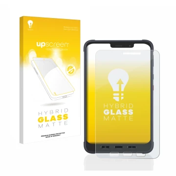 Parte frontale di una confezione del prodotto con il logo del marchio upscreen. Accanto è raffigurato il dispositivo Samsung G