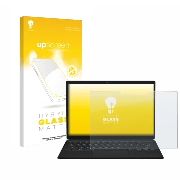 Parte frontale di una confezione del prodotto con il logo del marchio upscreen. Accanto è raffigurato il dispositivo ASUS ROG 