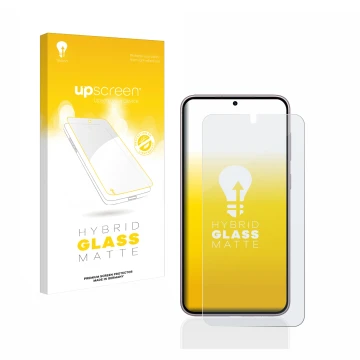 Parte frontale di una confezione del prodotto con il logo del marchio upscreen. Accanto è raffigurato il dispositivo Samsung G