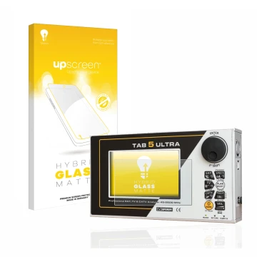 Parte frontale di una confezione del prodotto con il logo del marchio upscreen. Accanto è raffigurato il dispositivo Rover TAB