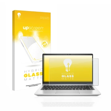 Parte frontale di una confezione del prodotto con il logo del marchio upscreen. Accanto è raffigurato il dispositivo HP EliteB