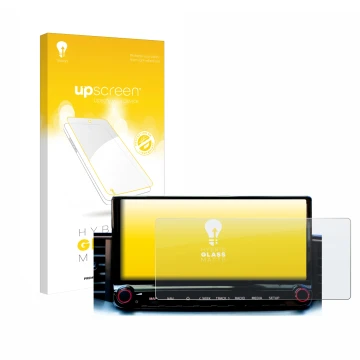 Parte frontale di una confezione del prodotto con il logo del marchio upscreen. Accanto è raffigurato il dispositivo Kia Xceed