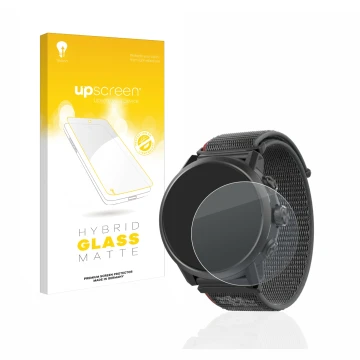 Parte frontale di una confezione del prodotto con il logo del marchio upscreen. Accanto è raffigurato il dispositivo Coros Ape