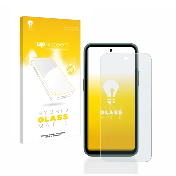 Parte frontale di una confezione del prodotto con il logo del marchio upscreen. Accanto è raffigurato il dispositivo Nokia XR2