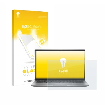 Parte frontale di una confezione del prodotto con il logo del marchio upscreen. Accanto è raffigurato il dispositivo Dell Lati