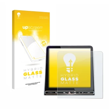 Parte frontale di una confezione del prodotto con il logo del marchio upscreen. Accanto è raffigurato il dispositivo Mercedes-