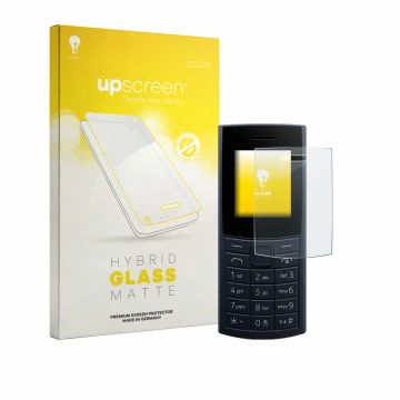 Parte frontale di una confezione del prodotto con il logo del marchio upscreen. Accanto è raffigurato il dispositivo Nokia 110