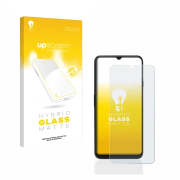 Parte frontale di una confezione del prodotto con il logo del marchio upscreen. Accanto è raffigurato il dispositivo Cubot P80