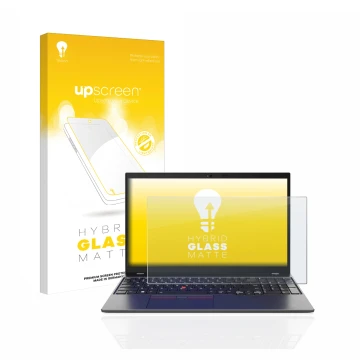 Parte frontale di una confezione del prodotto con il logo del marchio upscreen. Accanto è raffigurato il dispositivo Lenovo Th