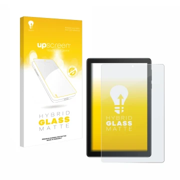 Parte frontale di una confezione del prodotto con il logo del marchio upscreen. Accanto è raffigurato il dispositivo TCL Tab 8