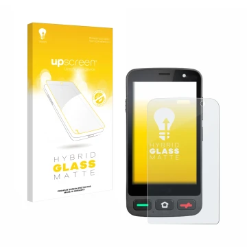 Parte frontale di una confezione del prodotto con il logo del marchio upscreen. Accanto è raffigurato il dispositivo Brondi Am