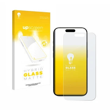 Parte frontale di una confezione del prodotto con il logo del marchio upscreen. Accanto è raffigurato il dispositivo Apple iPh