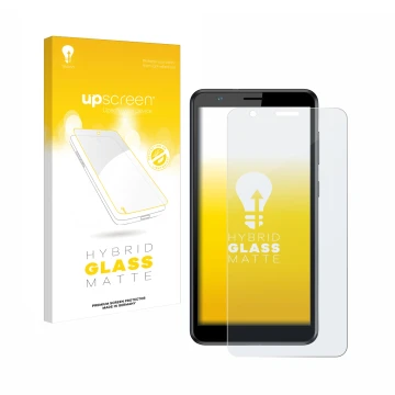 Parte frontale di una confezione del prodotto con il logo del marchio upscreen. Accanto è raffigurato il dispositivo ZTE Blade