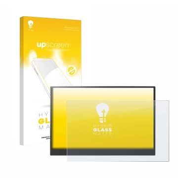 Parte frontale di una confezione del prodotto con il logo del marchio upscreen. Accanto è raffigurato il dispositivo LG gram +