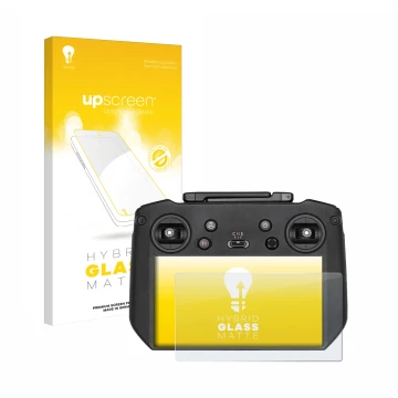 Parte frontale di una confezione del prodotto con il logo del marchio upscreen. Accanto è raffigurato il dispositivo DJI Mavic