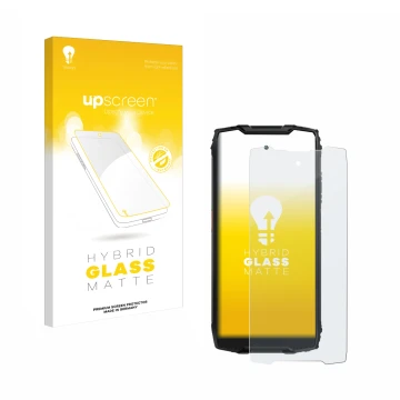 Parte frontale di una confezione del prodotto con il logo del marchio upscreen. Accanto è raffigurato il dispositivo Blackview