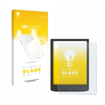 Parte frontale di una confezione del prodotto con il logo del marchio upscreen. Accanto è raffigurato il dispositivo PocketBoo