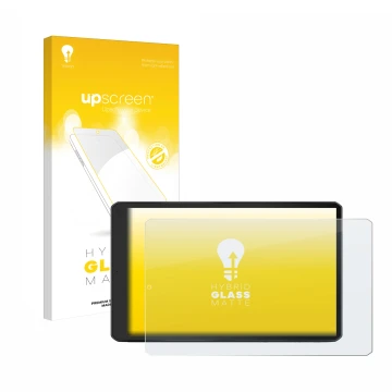 Parte frontale di una confezione del prodotto con il logo del marchio upscreen. Accanto è raffigurato il dispositivo Garmin Ca