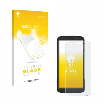 Parte frontale di una confezione del prodotto con il logo del marchio upscreen. Accanto è raffigurato il dispositivo Zebra TC2