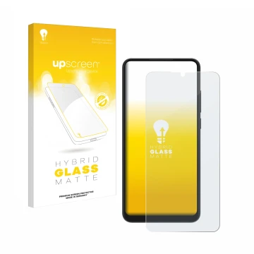 Parte frontale di una confezione del prodotto con il logo del marchio upscreen. Accanto è raffigurato il dispositivo ZTE Blade