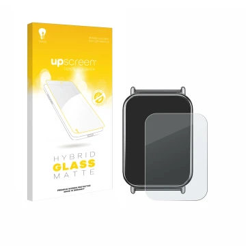 Parte frontale di una confezione del prodotto con il logo del marchio upscreen. Accanto è raffigurato il dispositivo Xiaomi Mi