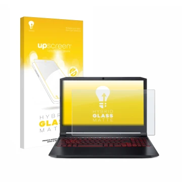 Parte frontale di una confezione del prodotto con il logo del marchio upscreen. Accanto è raffigurato il dispositivo Acer Nitr