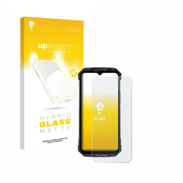 Parte frontale di una confezione del prodotto con il logo del marchio upscreen. Accanto è raffigurato il dispositivo Doogee S1