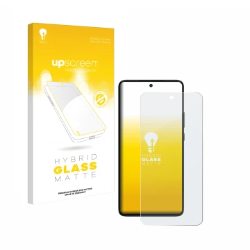 Parte frontale di una confezione del prodotto con il logo del marchio upscreen. Accanto è raffigurato il dispositivo Motorola 