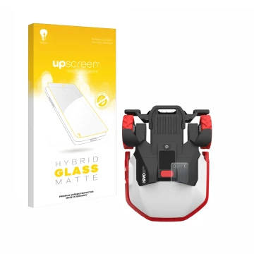 Parte frontale di una confezione del prodotto con il logo del marchio upscreen. Accanto è raffigurato il dispositivo Kress Mis