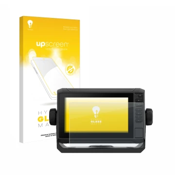 Parte frontale di una confezione del prodotto con il logo del marchio upscreen. Accanto è raffigurato il dispositivo Garmin EC