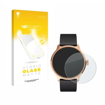 Parte frontale di una confezione del prodotto con il logo del marchio upscreen. Accanto è raffigurato il dispositivo Withings 