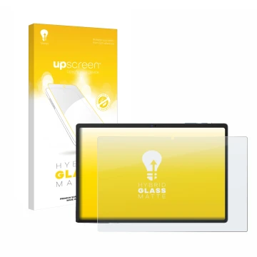 Parte frontale di una confezione del prodotto con il logo del marchio upscreen. Accanto è raffigurato il dispositivo Oukitel O