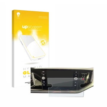 Parte frontale di una confezione del prodotto con il logo del marchio upscreen. Accanto è raffigurato il dispositivo Volkswage