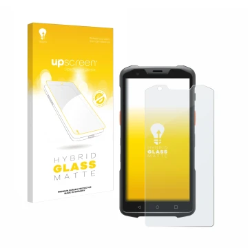 Parte frontale di una confezione del prodotto con il logo del marchio upscreen. Accanto è raffigurato il dispositivo Sunmi L2s