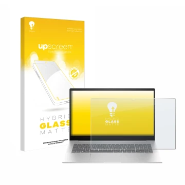 Parte frontale di una confezione del prodotto con il logo del marchio upscreen. Accanto è raffigurato il dispositivo HP Envy 1