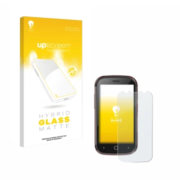 Parte frontale di una confezione del prodotto con il logo del marchio upscreen. Accanto è raffigurato il dispositivo Unihertz 